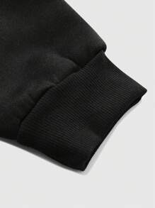 2 peças moletom com capuz casual engraçado da moda masculina com estampa de letras - Preto - Ver 4