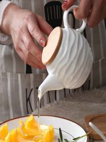 4 Piece Ceramic Storage Jar With Bamboo Spoon Stand