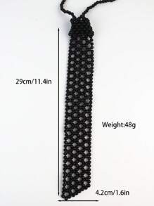 A Handmade Pearl Tie With Elegant Retro College Style For  Girls. Heavy-Duty Beaded, All-Match Fashion Item. A Hollowed-Out Woven Tie That Can Be Matched With Shirts, JK Uniforms And Suits. Suitable For Occasions Such As Campus Dances And Activity Parties. - Multicolor - View 7