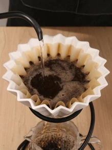 Brutelle 1 قطعة ورق تصفية القهوة من نوع بروتيل، ورق تصفية القهوة اليدوي على شكل وعاء، أبيض، مناسب للمنزل والمكتب والسفر - نوع الموجة - مشاهدة 6
