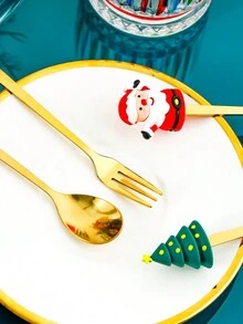 Bộ 8 thìa và nĩa cà phê bằng thép không gỉ làm quà tặng Giáng sinh - Thìa có tay cầm trang trí ngày lễ, thích hợp cho món tráng miệng, cà phê, sữa lắc và mứt - Bộ dao kéo đa năng, dùng cho Lễ Tạ ơn, Phục sinh, Halloween - Quà tặng Giáng sinh lý tưởng - Nhiều màu - Xem 8