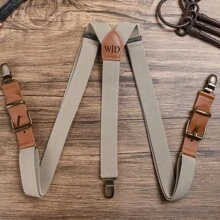 Personalized Groomsman Leather Suspenders, Custom Leather Suspenders, Groomsman Gift, Suspenders For Men, Wedding Men Suspenders, Best Men Gifts Stainless Fashion , Vintage, Contracted, Fall Fashion, Old Money Custom, Personalized, Unique, Customized Ideal Gifts For Him Boyfriend, Family, Friends, Grandparents, Children For Graduation, For Weddings, For Christmas, For Winter, For Fall/Autumn Finds, Winter Fashion, Personalized Gifts For Women/Men,Forest Tones - Multicolor - View 11