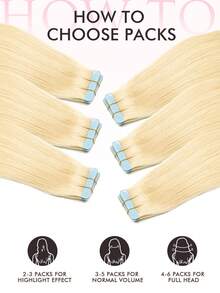 20 件装胶带接发 真人发色 613 自然黑 14-22 英寸 100% 真人发质 隐形胶带接发 - S613 - 查看 8