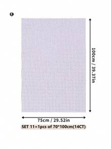 Tecido de Bordado Ponto Cruz para DIY, Fio Uniforme, Dureza de Tecido Adequada, Resultado em Belos Trabalhos, Disponível em Opções de Densidade de Linha 11CT e 14CT, 6 Tamanhos de Corte para Cada Opção - Branco - Ver 17