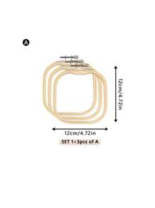 3pcs Beige Square -Friendly Moso Bamboo Handmade DIY Cross Stitch Embroidery Hoops  Embroidery Frames  Punch Needle Hoops, Also As Photo Frame Decoration, Durable