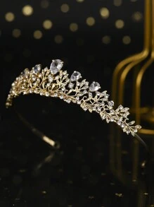 1 chiếc vương miện pha lê cài tóc cưới, thích hợp cho cô dâu, bé gái, vương miện công chúa, vương miện dự thi sắc đẹp, phụ kiện tóc cô dâu, phù hợp cho phụ nữ và bé gái, thích hợp cho lễ Halloween. - Vàng - Xem 9