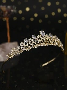 1 chiếc vương miện pha lê cài tóc cưới, thích hợp cho cô dâu, bé gái, vương miện công chúa, vương miện dự thi sắc đẹp, phụ kiện tóc cô dâu, phù hợp cho phụ nữ và bé gái, thích hợp cho lễ Halloween. - Vàng - Xem 8