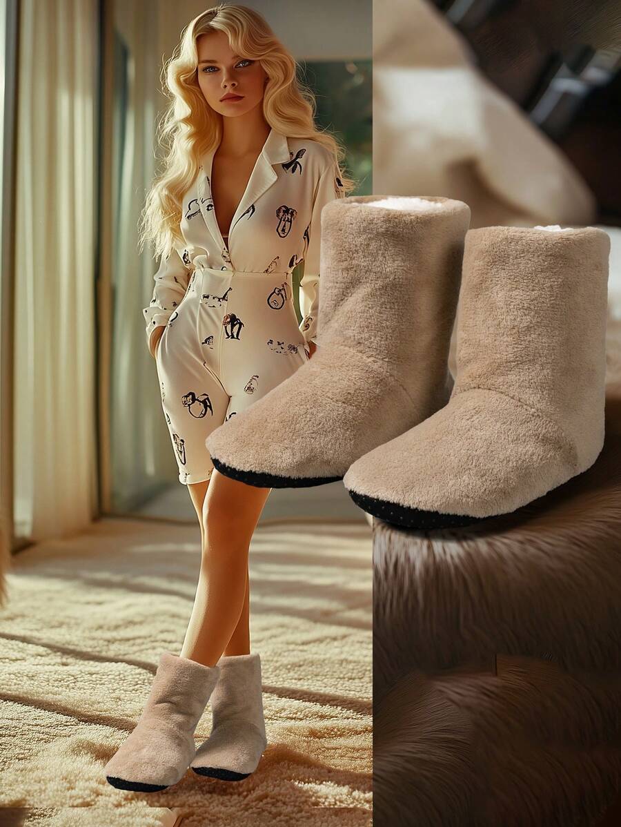 Nuevos botines estilo pareja hasta la pantorrilla de color camello, forrados térmicos, con forro grueso y esponjoso, cómodos, cálidos, suela blanda antideslizante, tipo pantufla de fácil puesta, con talla ligeramente talla grande grande para hombres