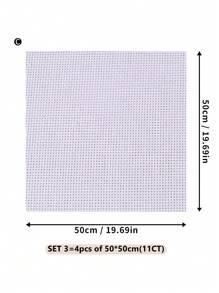 Tecido de Bordado Ponto Cruz para DIY, Fio Uniforme, Dureza de Tecido Adequada, Resultado em Belos Trabalhos, Disponível em Opções de Densidade de Linha 11CT e 14CT, 6 Tamanhos de Corte para Cada Opção - Branco - Ver 16