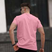 Men's Basic Plain T-Shirt Premium Mesh Various Colors - Màu Hồng baby - Xem 2