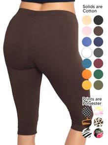 Women's Plus Size Knee-Length Capri Cotton Leggings | X-Large - 7X Adult - 棕色 - 查看 2