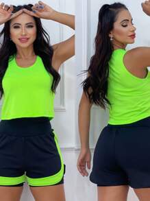 Green Dry Fit Double Shorts Set - màu xanh lá - Xem 4