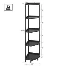 Corner Shelf Stand, Shelves,Corner Bookshelf, Storage Standing Shelf Unit With Metal Frame, Plant Stand, Corner Bookcase For Living Room, Home Office, Bedroom, Home Decor, Room Decor,  5-Tier Black - Black - View 7
