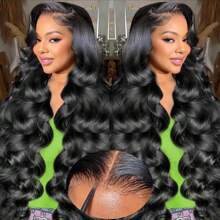 20 Inch Body Wave Lace Front Wigs Human Hair 180 Density 13x6 HD Transparent Lace Frontal Wigs Human Hair Pre Plucked With Baby Hair Glueless Wigs Human Hair - 黑色 - 查看 2