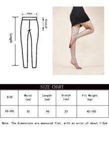 1pair Women Solid Casual Fishnet Tights For Daily Life - Black - View 3