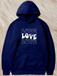 Children's Sweatshirt Flannel Cold Weather Blouse Printed Love Women's From 6 To 16 - Màu xanh hải quân - Xem 1