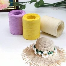 1PC Raffia Yarn Hand Crochet Foldabe Raffia Bag Hat Fashion Ribbon Rope For Handknitting Thread - Multicolor - View 1