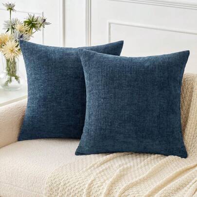 1pc Blue (Pillow Insert Not Included) Multi-Color Textured Throw Pillow Cover, Modern Farmhouse Chenille 3D Textured Breathable Cushion Cover, Suitable For Bedroom, Dining Room, Bed, Sofa, Car, Decoration, All Seasons