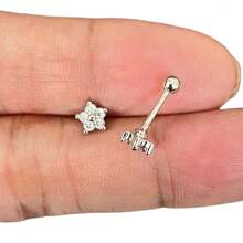 MEDIUM FLOWER HELIX PIERCING (ONP1016) - 銀 - 查看 1