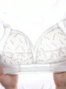 1pc White Lace Women's Wireless Bra, Large Bust Slimming, Lightweight Breathable Quick-Drying With Lift And Side Shaping, Adjustable 4-Hook Closure, Suitable For Bridal, Kawaii - White - View 9