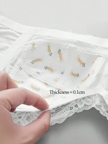 1pc White Lace Women's Wireless Bra, Large Bust Slimming, Lightweight Breathable Quick-Drying With Lift And Side Shaping, Adjustable 4-Hook Closure, Suitable For Bridal, Kawaii - White - View 7