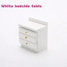 1pc Miniature European Style Wooden & Fabric Doll House Bedroom Furniture Set, Double Bed & Nightstand, Suitable For Doll House Play, Birthday Gifts, Christmas Gifts