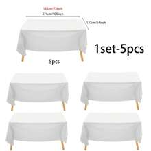 5 件一次性派对桌布，PE 塑料布，生日甜点桌，纯色白色桌布，适用于派对和生日派对装饰、圣诞节 - 白色 - 查看 6