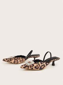 Sepatu Hak Tinggi Wanita Nyaman dengan Gesper Kristal dan Ujung Lancip (Bagian Atas Berpotongan Asimetris) Tahun 2024 - Aprikot - View 5