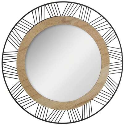 Well Home Specchio da parete rotondo montato a muro, in legno e metallo, diametro 45 cm - Elegante e funzionale. Spedizione gratuita in 24/48 ore. Specchio da parete, decorazione da parete, decorazione per la stanza, specchio da parete, specchio per la stanza, decorazione per la casa, decorazione per il bagno, decorazione per il soggiorno