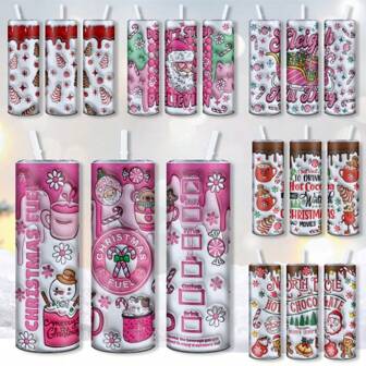 1 pezzo Bottiglia d acqua in acciaio inossidabile da 20 once con coperchio e cannuccia in bambù, con stampe 3D a tema festivo - biscotti/caramelle/pupazzo di neve/albero di Natale, tazza riutilizzabile per succhi, latte, tè e caffè - idea regalo ideale per amici, feste, compleanni
