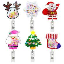 1 件，圣诞节，流沙徽章卷轴，圣诞老人，圣诞树，圣诞袜，麋鹿，雪花，伸缩徽章扣，身份证扣，送给护士、医生、教师、学生的圣诞礼物 - 彩色 - 查看 12