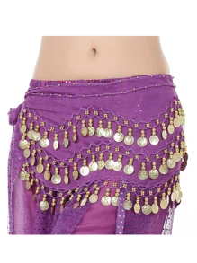 3-Layer Gold Coin Belly Dance Waist Scarf/Chain For Dance Practice - Multicolor - View 12