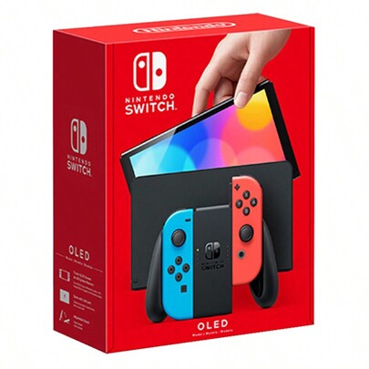 Nintendo Switch OLED Model Game Console, Japanese Version, Suitable For Parent-Child Interaction, Family Gathering, Leisure Entertainment (Red & Blue)