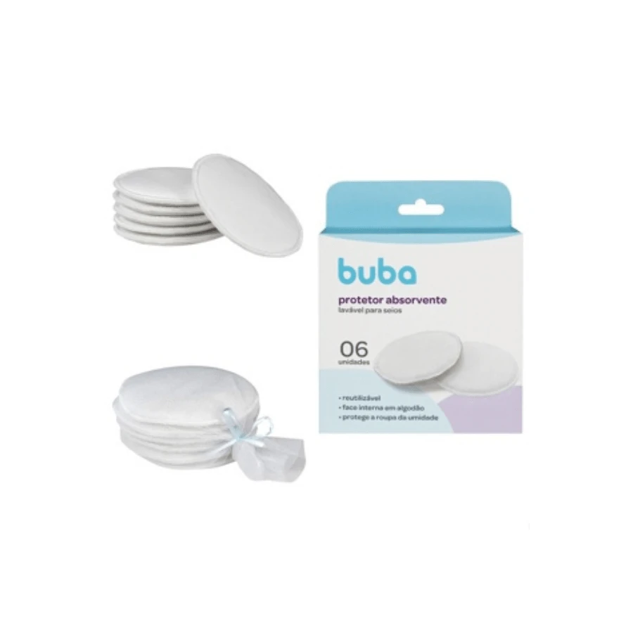 Kit 6 Washable Cotton Absorbent Breast Pads Buba Breastfeeding Protector - trắng - Xem 1