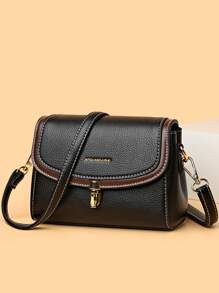 Túi xách nữ kiểu retro màu trơn mới năm 2024, túi đeo chéo cao cấp dành cho nữ, ví da mềm chất lượng cao dành cho nữ. - màu đen - Xem 3