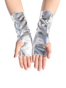 1 双女式短款无指 PU 皮革手套，适合万圣节朋克表演 - 彩色 - 查看 7