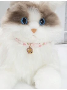 Phụ kiện vòng cổ cho chó/mèo dễ thương - Ý tưởng quà tặng, Vòng cổ nơ trái tim màu hồng - Hồng - Xem 7