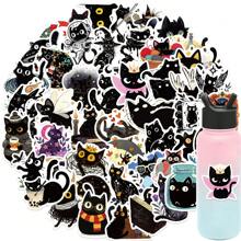 Halloween Theme Black Cat Cartoon Theme Vinyl Sticker, Laptop, Water Bottle, Luggage, Helmet Decoration Decal Set - No Electricity Required, Perfect For Gifts And Rewards,Stickers,Halloween,Cat Stickers - Multicolor - View 6