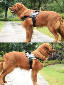1pc Reflective Polyester Dog Harness, In Training Vest, No Pull Pet Chest Strap, Breathable Adjustable Outdoor For Small, Medium, And Large Dogs