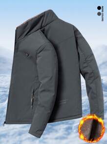 2024 新款男友风男士立领保暖内衬加厚运动户外夹克 - 灰色 - 查看 2