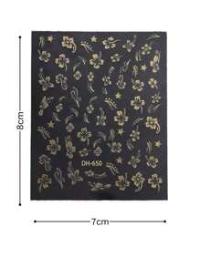 1 Simple Golden Chinese Style Small Flower Nail Sticker, Three-Dimensional Champagne Gold Small Flower Five Petal Flower Back Adhesive Nail Sticker DIY Comes With Adhesive Nail Stickers, Yellow Nail Stickers, And Nail Art Stickers