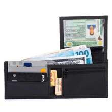 Men's Wallet With Black Card Holder, Driver's License Holder, Zippered Coin Pocket. PVC Leather - 黑色 - 查看 6