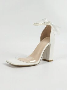 Fashionable Women High Heel Sandals Jelly Strap Sandals - White - View 8