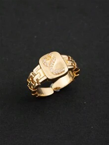 1pc Women's Minimalist Arabic Initial Open Ring (Only Arabic Letters) - Gold - View 25