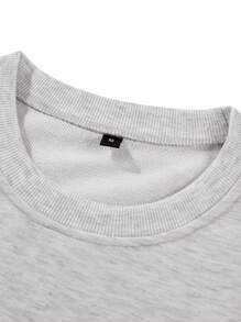 Men's Casual Solid Color Crew Neck Long Sleeve Sweatshirt, For Fall - Light Grey - View 9