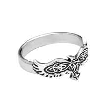 1pc Stainless Steel Viking Style Celtic Raven Ring For Men Daily Wear - Silver - View 12
