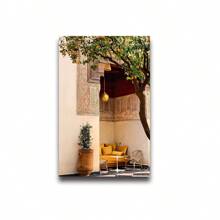 1/3 pièces Ensemble de peinture de paysage de l'hôtel et de la station balnéaire les plus luxueux en Afrique et au Moyen-Orient, impression sur canevas sans cadre moderne, galerie Amanjena, station balnéaire de luxe de Marrakech, affiche murale artistique pour salon, chambre à coucher, dortoir et décoration marocaine de la maison, cadeau parfait