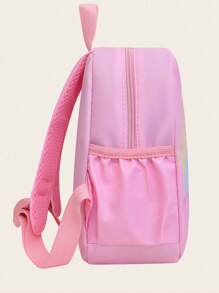 1 pezzo Zaino mini carino a tema cartone animato, zaino scuola con design adorabile a unicorno, zaino colore arcobaleno, zaino cartone animato kawaii, borsa a spalla per ragazze, zaino - Rosa - Visualizzare 2