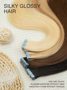 20 件装胶带接发 真人发色 613 自然黑 14-22 英寸 100% 真人发质 隐形胶带接发 - S613 - 查看 3