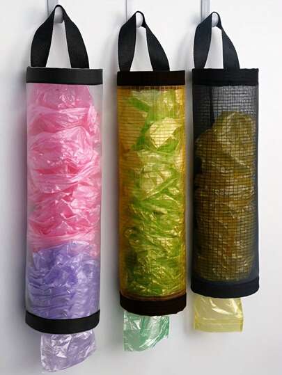 1 Bolsa De Basura Colgante, Soporte Para Bolsa De Plástico, Dispensadores De Almacenamiento Colgantes De Malla, Plegable, Transpirable, Lavable, Bolsa De Basura De Malla Colgante, Organizador, Suministros De Cocina Para El Hogar